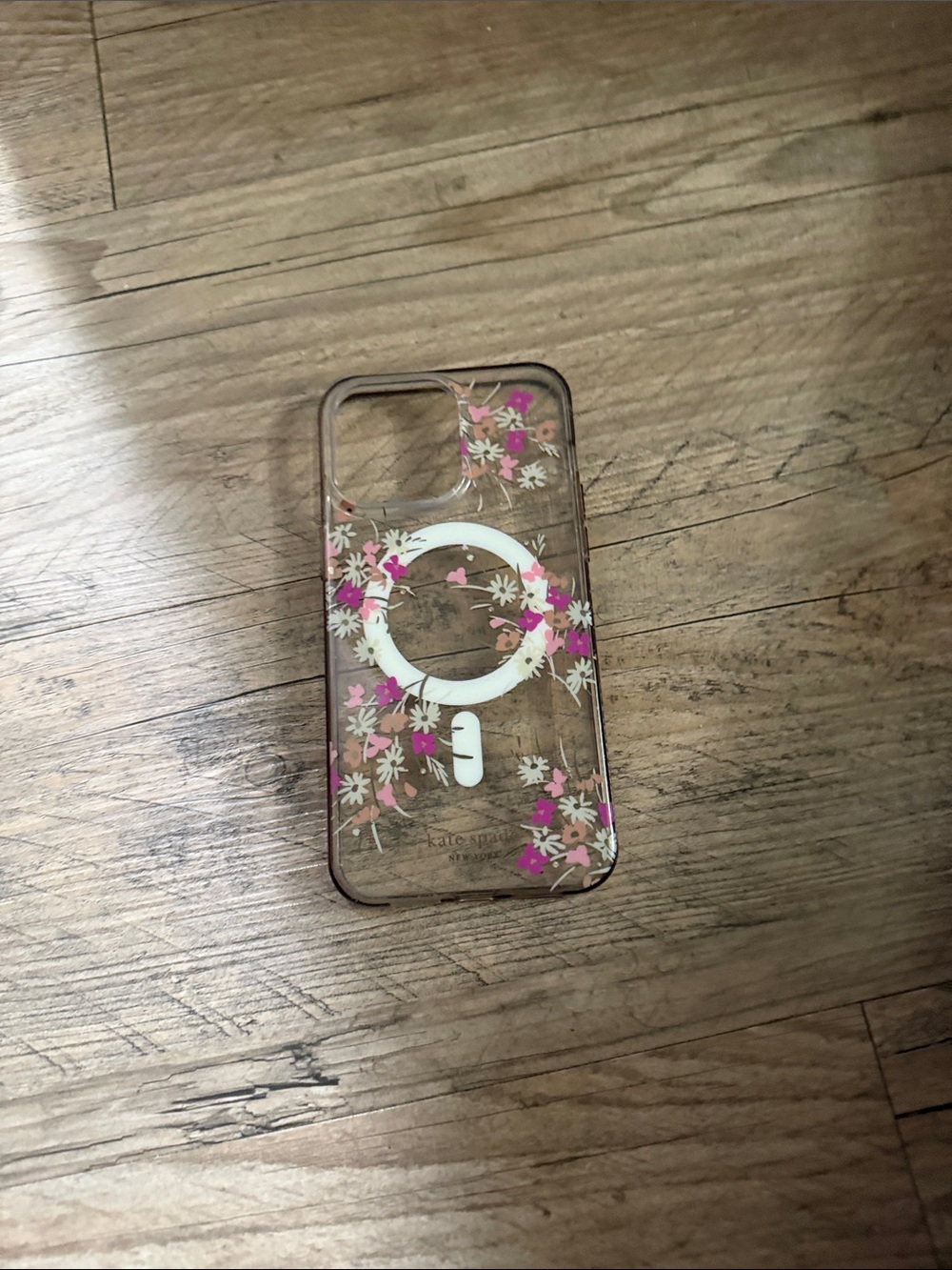 kate spade Clear Floral MagSafe iPhone Case with Pink and White Flowers